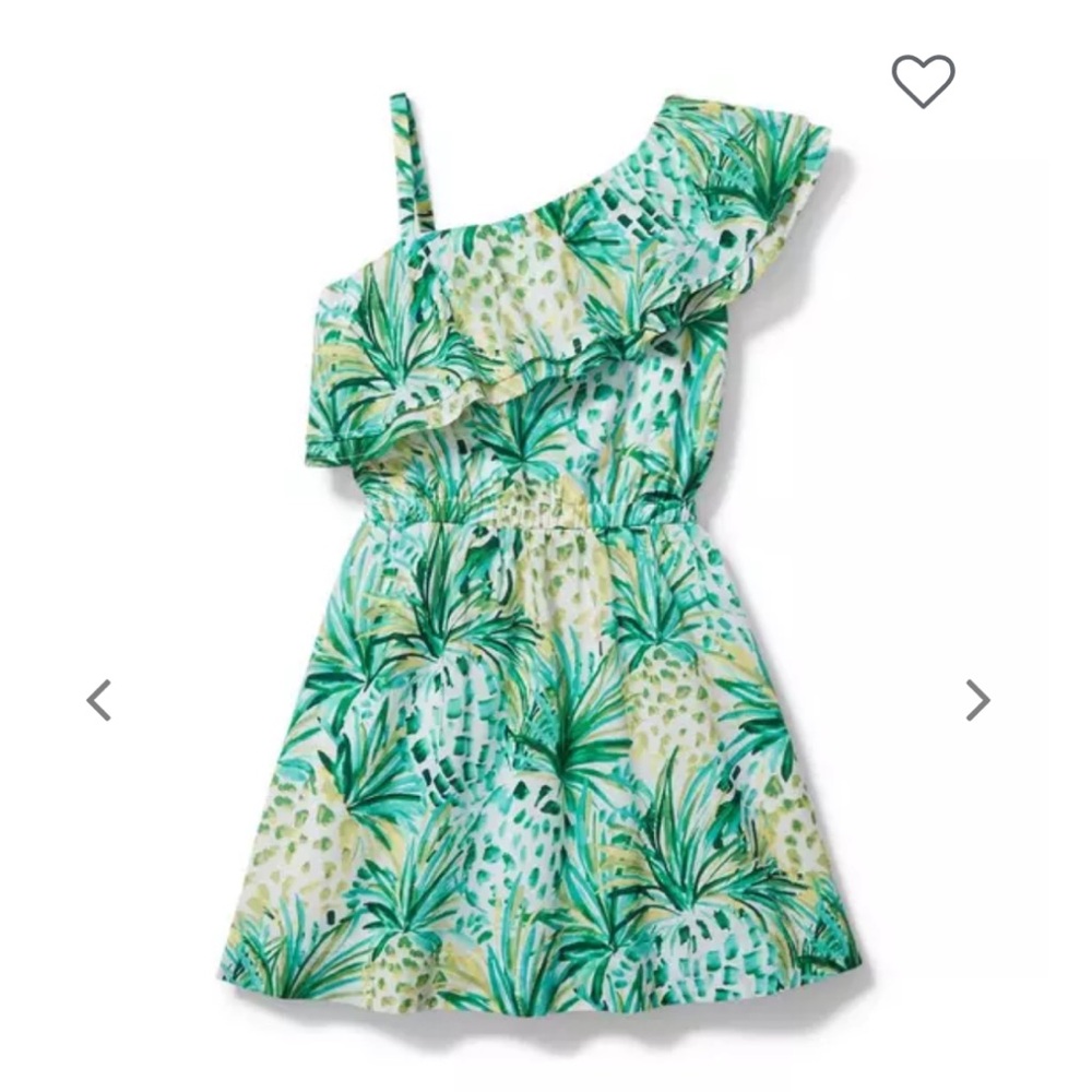NWOT, Janie and Jack Pineapple Print Cold Shoulder Dress, Size 5